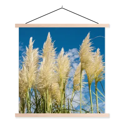 Produktbild von MuchoWow® Textilposter Pampasgras - Pflanze - Natur 60x60 cm mit holzfarbenen Rahmen - Wanddekoration