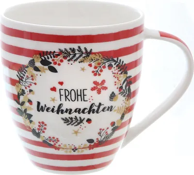 Produktbild von Weihnachtsbecher "Streifen mit Kranz