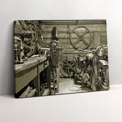 Produktbild von Alte Motorräder – Leinwandbild Wandbild – 80x60 cm – Leinwandbilder – Wandbilder – Schlafzimmer – Flur