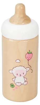 Produktbild von Puppenflasche Holz mit Schäfchen-Motiv - Heless Puppenzubehör