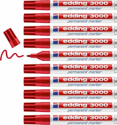 Produktbild von Edding 3000, Rot, Rot, Weiß, Kunststoff, 3 mm, 10 Stück(e)