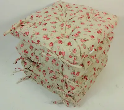 Produktbild von Rattani Set 4 x Stuhlkissen/Sitzkissen Klara 42 x 42 cm Dicke 8 cm, Stoff Mirha Leinen Rose