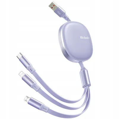 Obrázok produktu pre Mcdodo Usb Kábel 3V1 Navinutý Usb-C Lightning Micro Rýchle Nabíjanie 66W Fialová