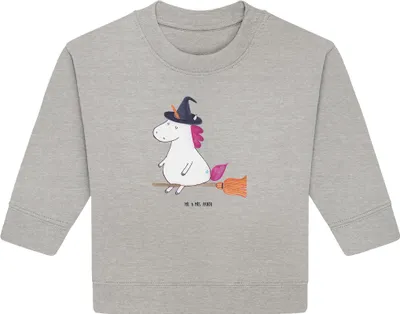 Produktbild von Mr. & Mrs. Panda Organic Baby Pullover Einhorn Hexe 12. - 18. Monat - Heather Grey - Geschenk, Bullover, Engel, Einhörner, Teufel, Leben, Unicorn