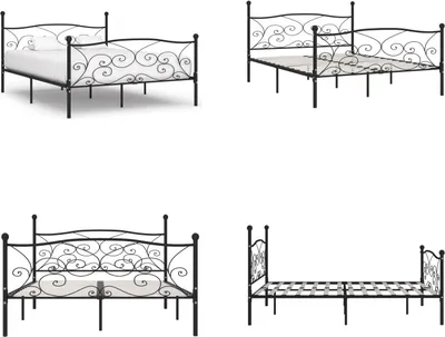 Obrázek produktu pro vidaXL Rám postele s lamelovým roštem černý kov 180 × 200 cm - Rám postele - Rámy postelí - Rám postele - Manželská postel