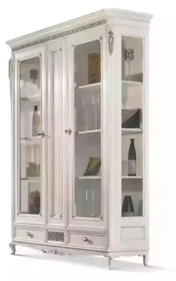 Produktbild von Klassische Vitrine Wohnzimmer Vitrinenschrank Weiß Glasvitrine Neu