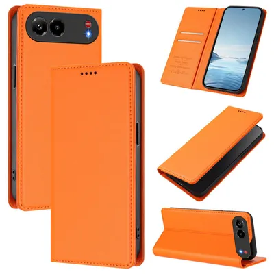 Produktbild von Handyhülle für ZTE nubia Air Pro, Kunstleder Klapphülle Stoßfeste Magnetische Hülle mit Ständer Orange