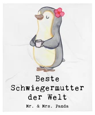Produktbild von Mr. & Mrs. Panda Flauschige Decke Pinguin Beste Schwiegermutter der Welt - Weiß - Geschenk, Schwiegereltern, Mama, Tagesdecke, Dankeschön, Sofaüberwurf, Couchdecke, Plaid