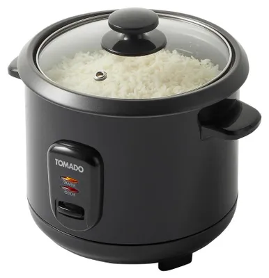 Produktbild von Tomado Tomado TRC1001B - Reiskocher - 5 Portionen - Fassungsvermögen 1 Liter - Warmhaltefunktion - Antihaftbeschichtung - Schwarz