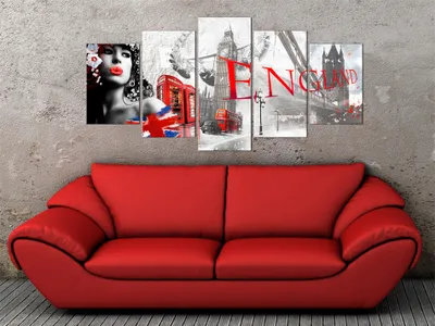 Produktbild von Akustikbild England 200x100 cm Bilder Akustikschaum Hochleistungsschallabsorber Schallschutz Leinwand 5 tlg Wandbild Raumakustik Schalldämmung 020113-269