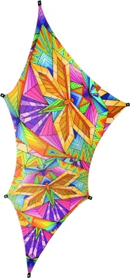 Produktbild von PSYWORK Schwarzlicht Segel Elasthan Wing L "Neon Polygon Dragonfly Right", 2,25x3,75m