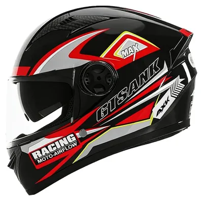 Image de Casque de moto, visière à double protection, protège-nuque amovible, couleur rouge