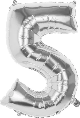 Produktbild von Boland Folienballonnummer '5' Silber 86 cm
