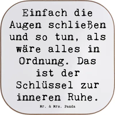 Produktbild von Mr. & Mrs. Panda unterleger Spruch Innere Ruhe - Weiß - Geschenk, Wohlbefinden, Motivation, Untersetzer Glas, gläseruntersetzer, Seelenfrieden, Balance, Stimmung, Gefühle