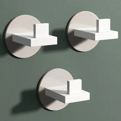 Produktbild von Mai & Mai Kleiderhaken 3 Stück Wandgarderobe Wandhaken aus Edelstahl Garderobenleiste Garderobenhaken 6cm Matt weiß + Nickel gebürstet Stalo-08