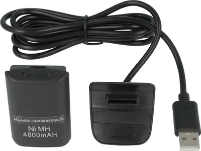 Produktbild von vhbw Play & Charge Kit kompatibel mit Microsoft Xbox 360 Controller - 1x Ladekabel, 1x Akku Schwarz