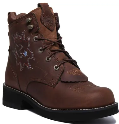 Immagine prodotto di Stivali Ariat Probaby Lacer da donna con lacci in pelle pieno fiore, colore marrone (42,5; marrone)