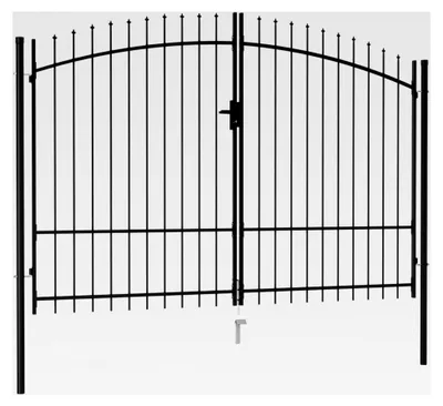 Produktbild von Doppelflügeltor mit Speerspitzen, Gartentor, 3 x 2 m Schwarz