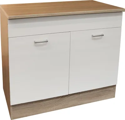 Produktbild von Spülenunterschrank ANDY in Weiß matt, gefertigt aus Holznachbildung, mit 2 Türen