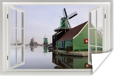 Produktbild von MuchoWow® Poster Aussicht - Haus - Mühle 60x40 cm - Schlafzimmerdekoration