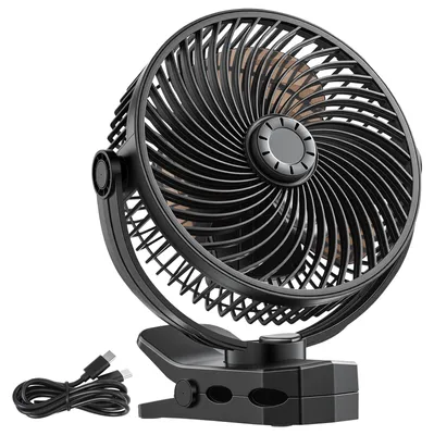 Immagine prodotto di SucceBuy Ventilatore da tavolo compatto con attacco a clip e porta USB, ventilatore da tavolo con 3 velocità e modalità di ricircolo, ideale per scrivania, golf cart, campeggio all'aperto, tapis roulant, nero