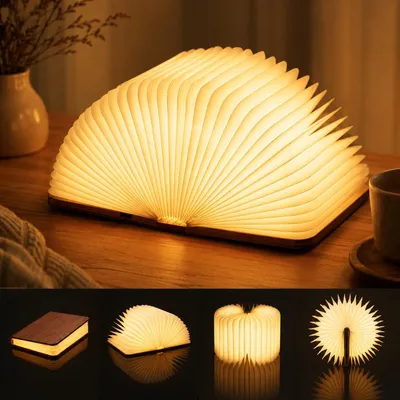 Produktbild von LED Buch Licht, Faltbare Buchlampe, Stimmungsbeleuchtung LED Lampe, USB Aufladbare Warmweiß Schreibtisch Buch Licht, Nachtlicht Nachttischlampe,Rote