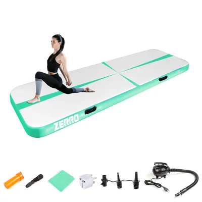 Produktbild von CCLIFE Tracking Matte 4m Turnmatte Aufblasbar klappbar mit Elektrischer Luftpumpe Yogamatte Trainingsmatte 20 cm Grün