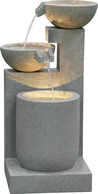 Produktbild von Dehner Gartenbrunnen Samson, Terassenbrunnen frostbeständig, Brunnen für Außen, mit LED Beleuchtung, ca. 100 x 54.5 x 54.5 cm, Polyresin, grau