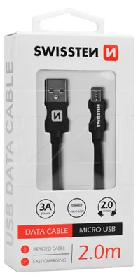 Obrázok produktu pre SWISSTEN Dátový kábel Textile microUSB 2,0 m