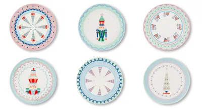 Immagine prodotto di Excelsa Apéro/Dessert 6-er Set Xmas Sweet Pastels porzellan 20,5x2x20,5 cm Bunt