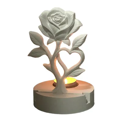 Produktbild von 2-teilig Silikon Gießformen Set, Rosenform mit Basis, 3D Blumenform für Gips, Beton, Harz, Kerzen & Seife, langlebig, leicht zu entformen