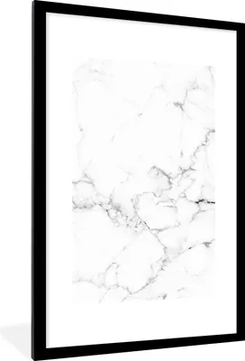 Produktbild von MuchoWow® Gerahmtes Poster Marmor - Weiß - Grau - Luxus - Marmoroptik - Strukturiert 60x90 cm - Poster mit Schwarzem Bilderrahmen Wandposter Rahmen Foto Bilder - Dekoration - Wandposter Wohnzimmer - Hochwertig
