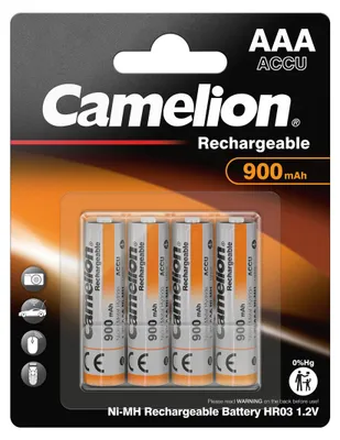 Produktbild von Camelion NH-AAA900-BP4, Wiederaufladbarer Akku, AAA, Nickel-Metallhydrid (NiMH), 1,2 V, 4 Stück(e), 900 mAh