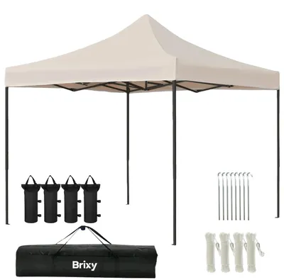 Produktbild von Brixy Partyzelt – faltbar – Easy Up – 3 x 3 m – wasserdicht – Pavillon – inkl. Tragetasche – cremefa