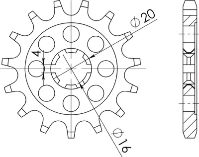 Immagine prodotto di Pignone Passo 428 - Z 14 Denti (Dis.24100)