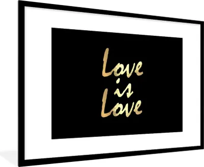 Produktbild von MuchoWow® Gerahmtes Poster Zitat - Liebe - Gold 90x60 cm - Poster mit Schwarzem Bilderrahmen Wandposter Rahmen Foto Bilder - Wanddekoration - Fotos