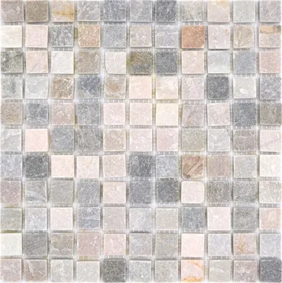 Produktbild von Mosaik Fliese Quarzit Naturstein Quarzit beige Küchenrückwand Spritzschutz grau MOS36-0206_f