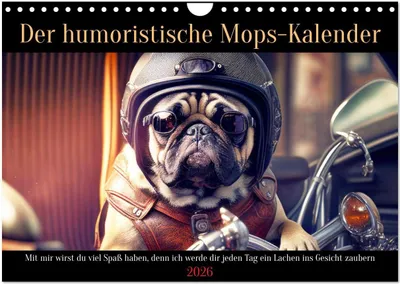 Produktbild von Der humoristische Mops-Kalender (Wandkalender 2026 DIN A4 quer), CALVENDO Monatskalender