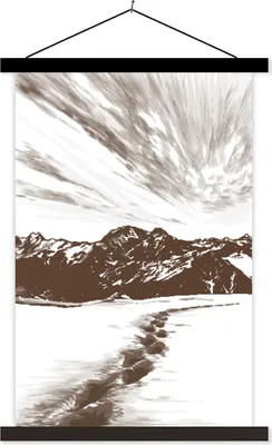 Produktbild von MuchoWow® Textilposter Berg - Strand - Meer 40x60 cm mit schwarzem Rahmen - Wanddekorationen