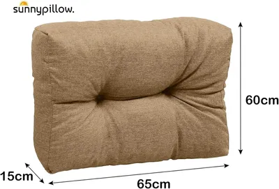 Produktbild von sunnypillow Palettenkissen für Gartenmöbel - Rückenkissen 65 x 60 cm - Rückenpolster für Bett und Sofa - Palettenpolster für Palettenmöbel - Gesteppte Gartenkissen - Rückenlehne, Seitenkissen Beige