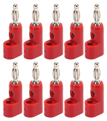 Image de 10 fiches bananes empilables de 4 mm, fiches sans soudure pour accessoires de sécurité, rouges