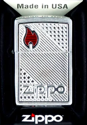 Produktbild von Zippo Benzin-Feuerzeug Chrom gebürstet *Zippo + Flame*, unbefüllt 60006370