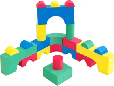 Produktbild von Betzold Schaumstoff Bausteine für Kinder, 62 Stück, leicht, leise, abwischbar, mit Tragetasche