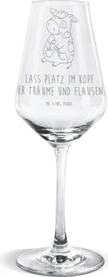 Produktbild von Mr. & Mrs. Panda Weißwein Glas Kuh - Transparent - Geschenk, Bauernhof, Weißweinkelch, Weinglas, Motivtion, Kühe, Spruch, Milch, wein, Landwirtin, Hof, Für