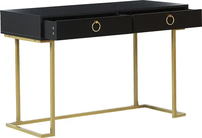 Obrázek produktu pro BELIANI Konzolový stůl černá / zlatá z MDF desky Kovový rám Obdélníkový Obývací pokoj Ložnice Předsíň Moderní design Glamour styl