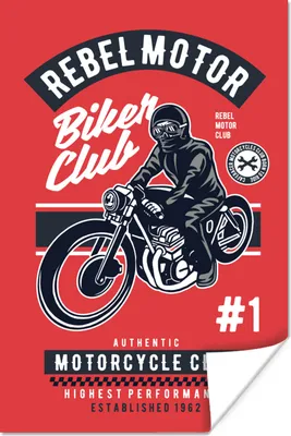 Produktbild von MuchoWow® Poster Motorrad - Mann - Kleidung - Vintage 60x90 cm - Wanddekoration