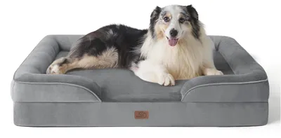 Produktbild von BEDSURE orthopädisches Hundebett ergonomisches Hundesofa, 106x80cm, grau