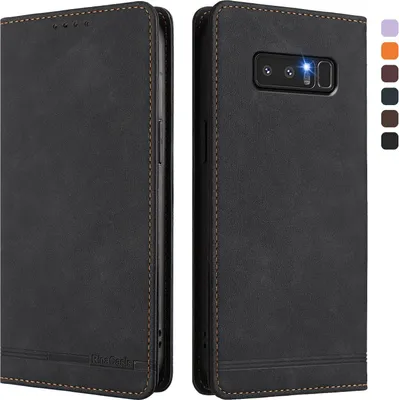 Obrázek produktu pro Pouzdro pro Samsung Galaxy Note 8, retroPolyuretankožené flip pouzdro s stojánkem a přihrádkami na karty Černý