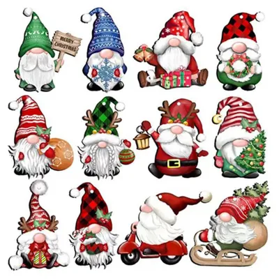 36 Holz-Weihnachtswichtel-Ornamente zum Aufhängen, bunt