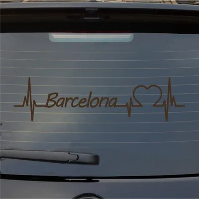 Produktbild von Heckscheibenaufkleber Barcelona Herzschlag Puls Stadt Liebe 55x14 cm Braun Auto Aufkleber Sticker